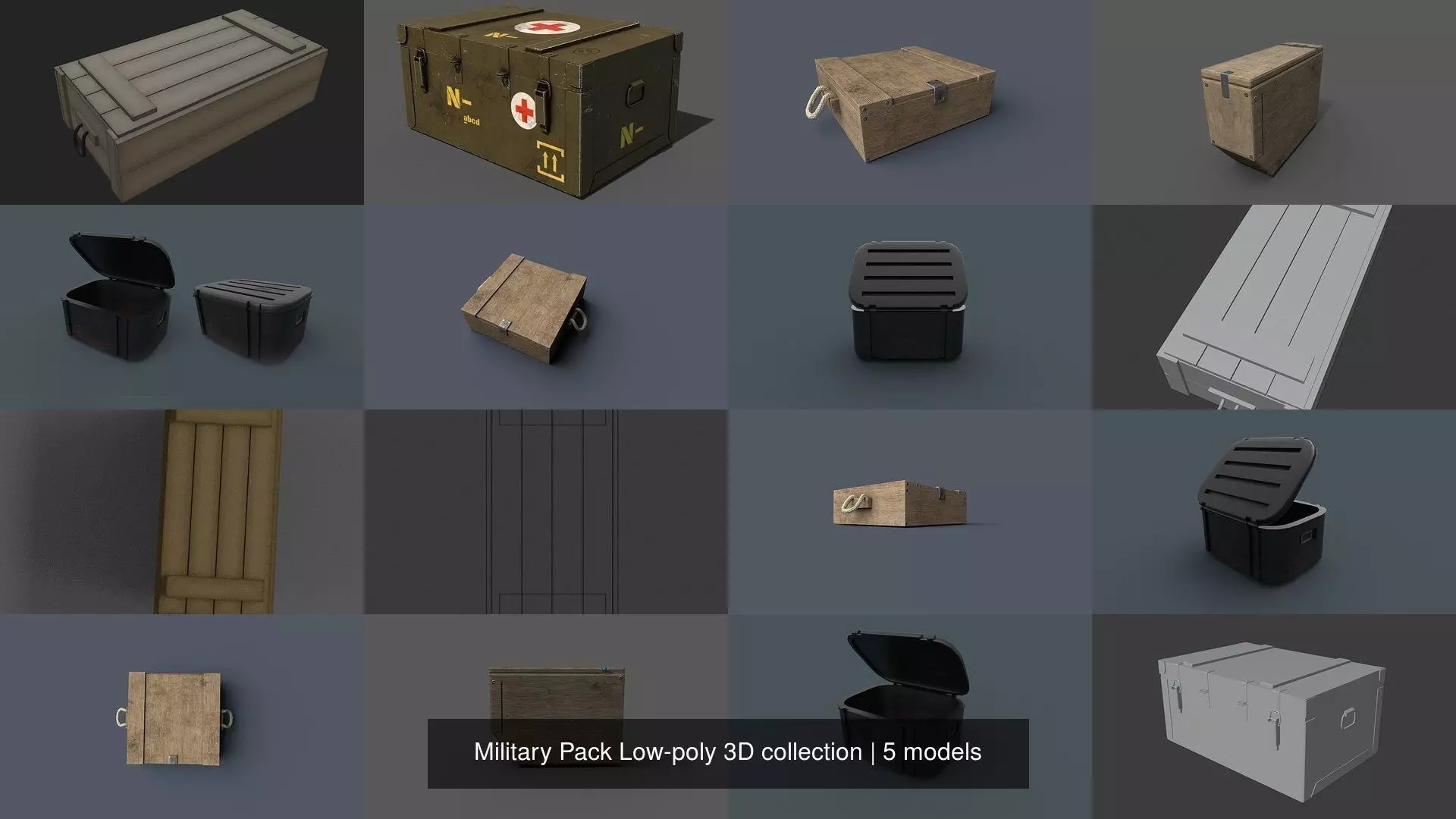 Military Pack Low-poly 3D collection _0