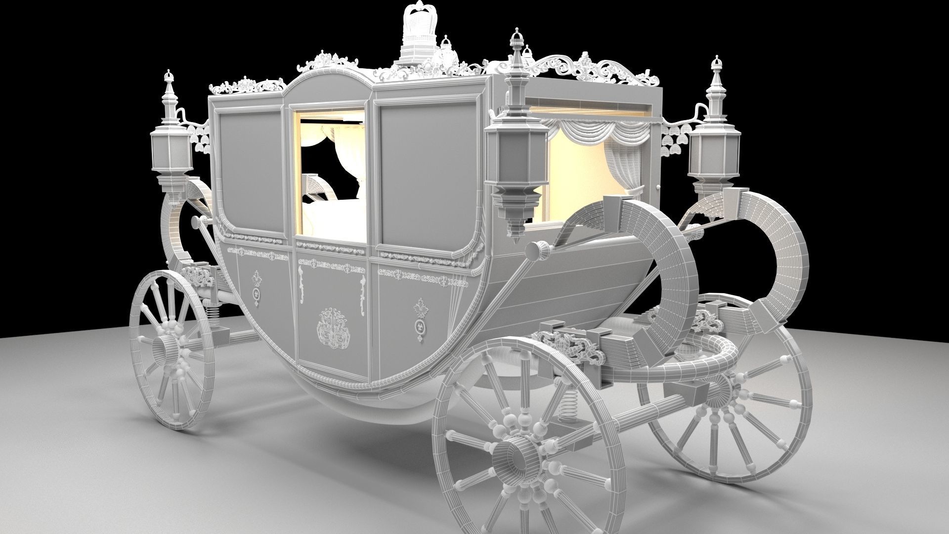 Chinese horse carriage 3D model_5