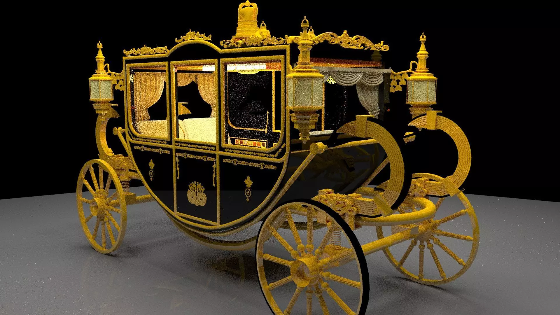 Chinese horse carriage 3D model_0