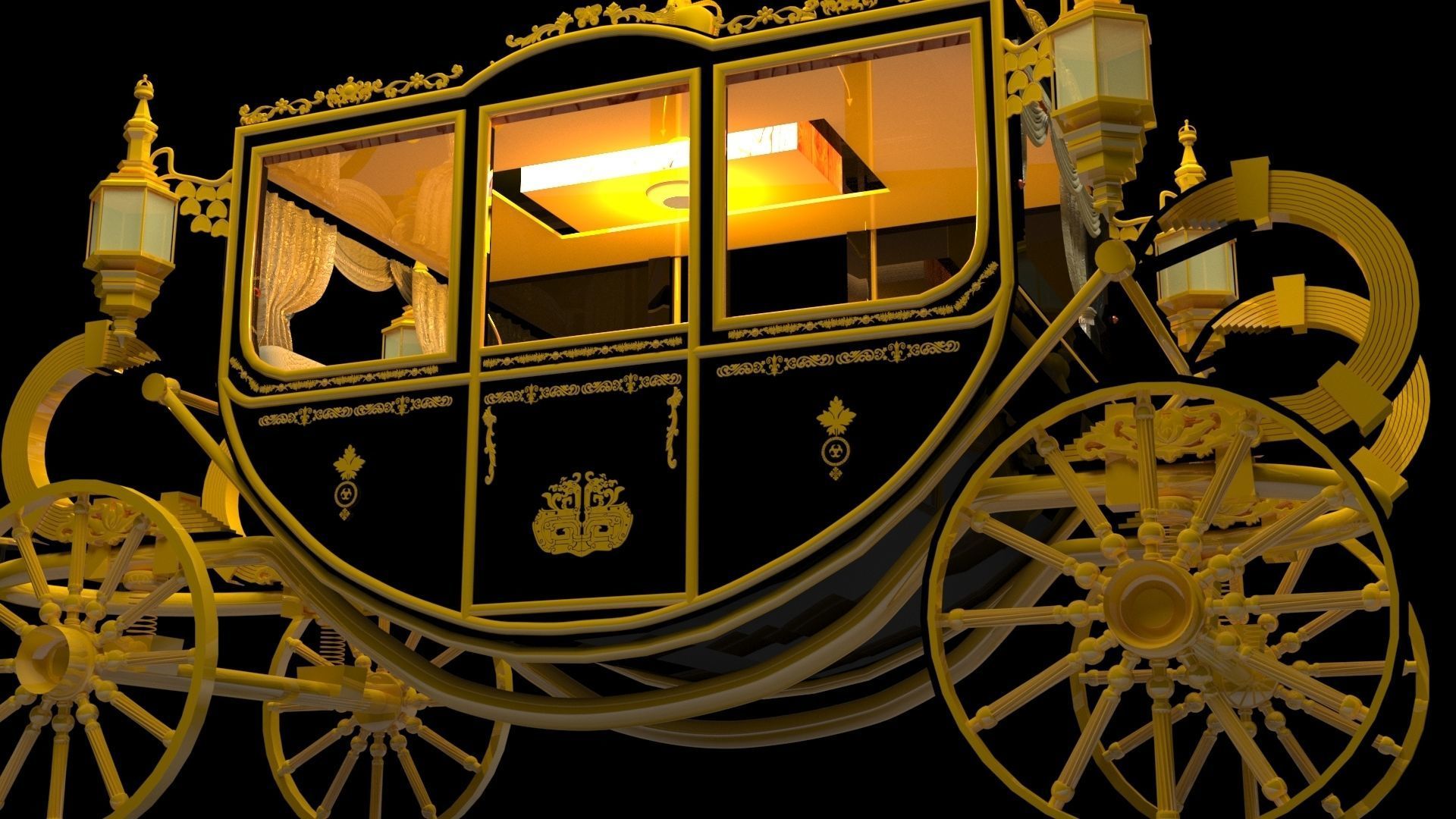 Chinese horse carriage 3D model_2