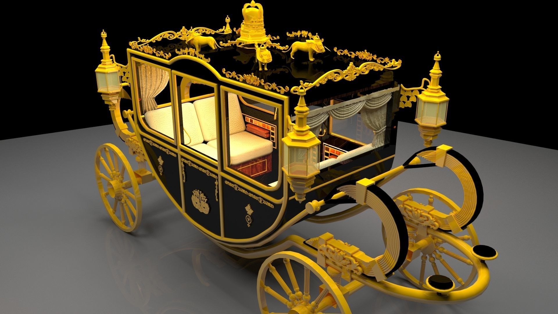 Chinese horse carriage 3D model_1