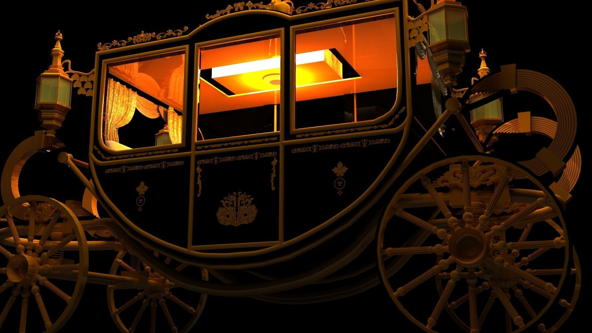 Chinese horse carriage 3D model_4