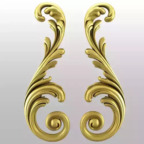 Side 3D pair of gold scrolls