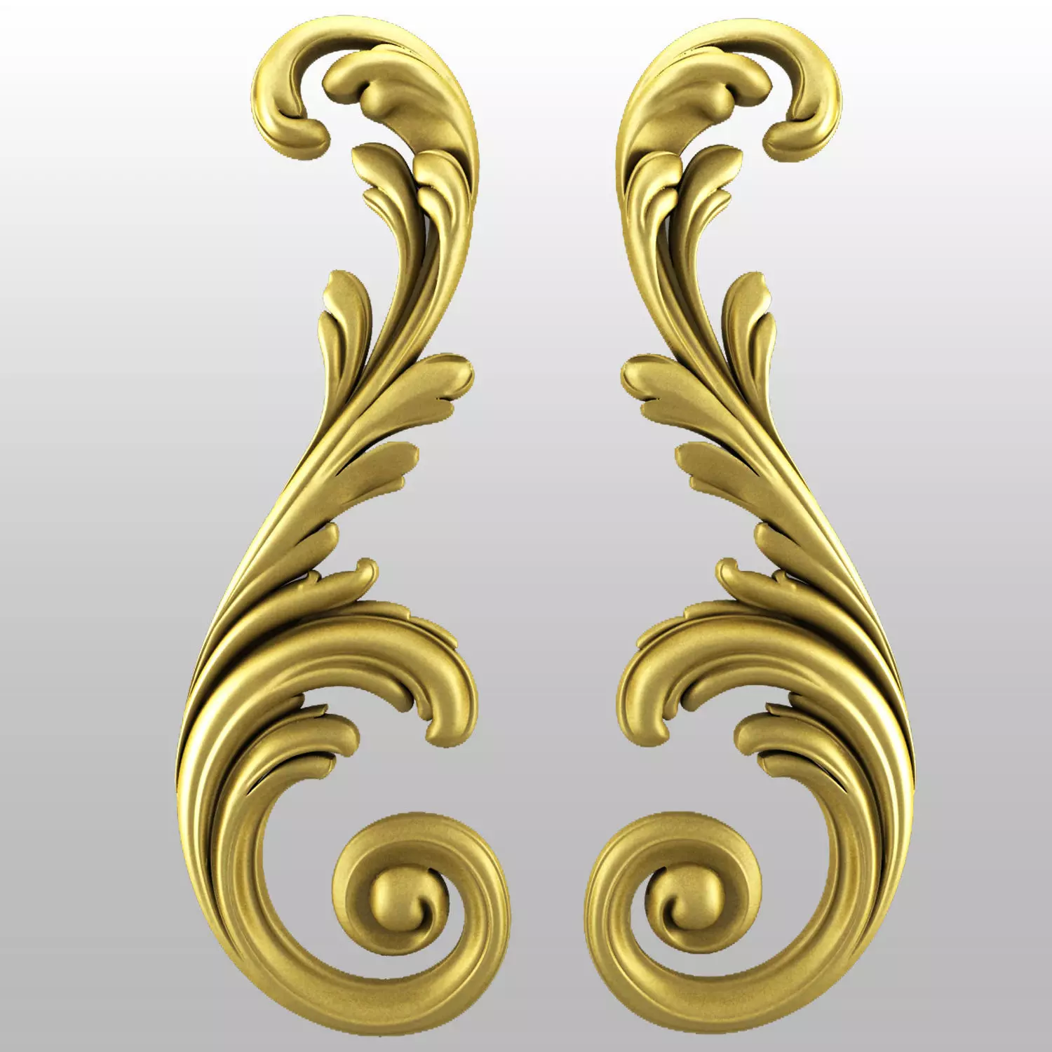 Side 3D pair of gold scrolls 3D print model