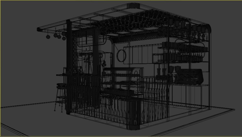 Coffeshop Booth Blender - Fbx - Obj Low-poly 3D model_7