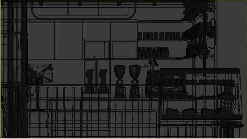 Coffeshop Booth Blender - Fbx - Obj Low-poly 3D model_9