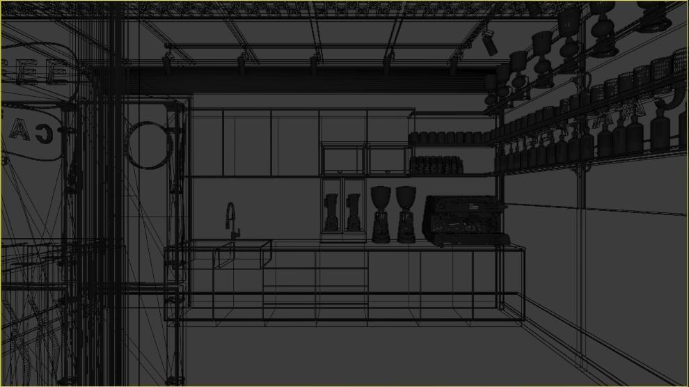Coffeshop Booth Blender - Fbx - Obj Low-poly 3D model_8