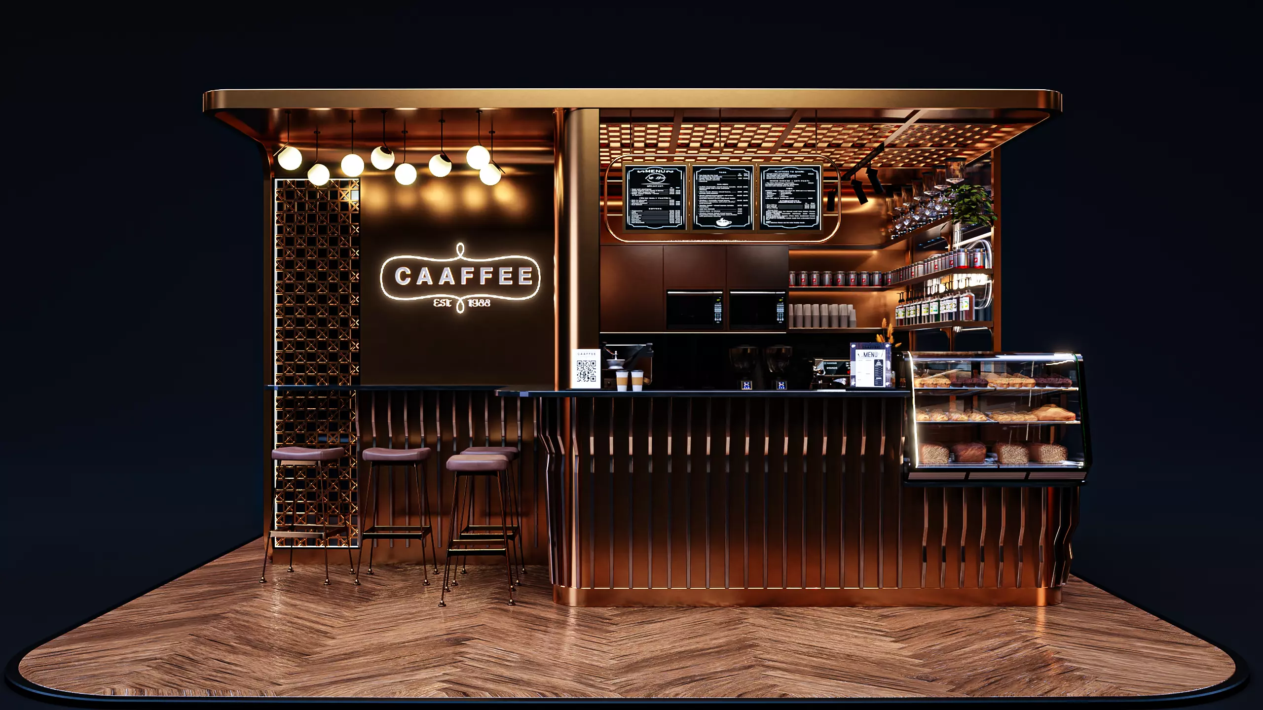 Coffeshop Booth Blender - Fbx - Obj Low-poly 3D model_0