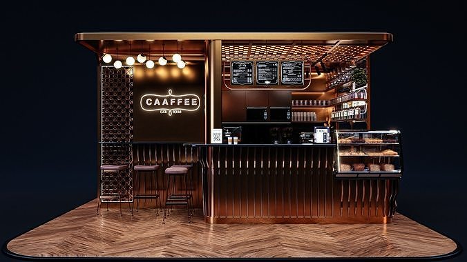 Coffeshop Booth Blender - Fbx - Obj Low-poly 3D model
