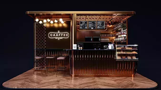 Coffeshop Booth Blender - Fbx - Obj Low-poly 3D model