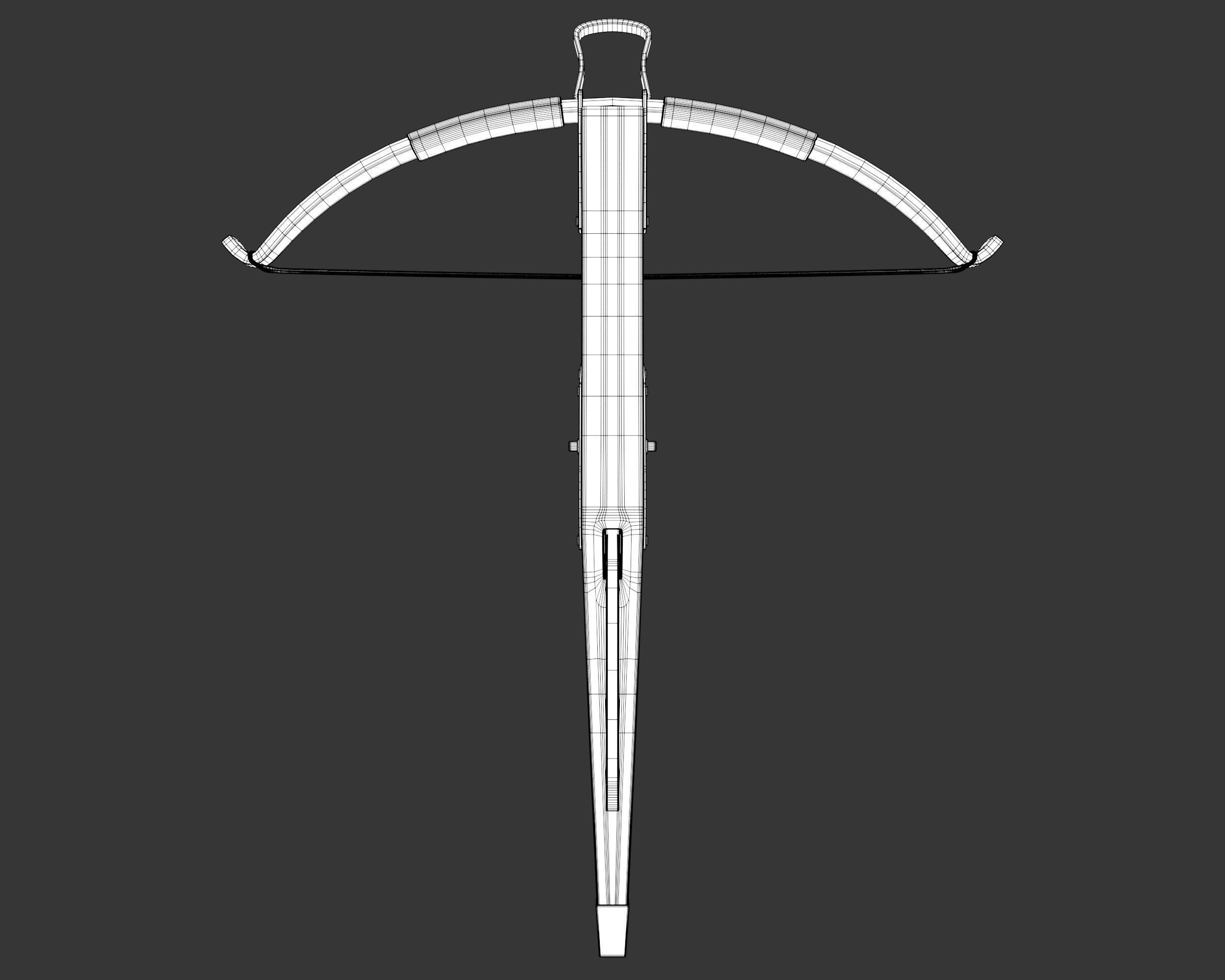 Medieval Knightly Weapon Crossbow Low-poly 3D model_11