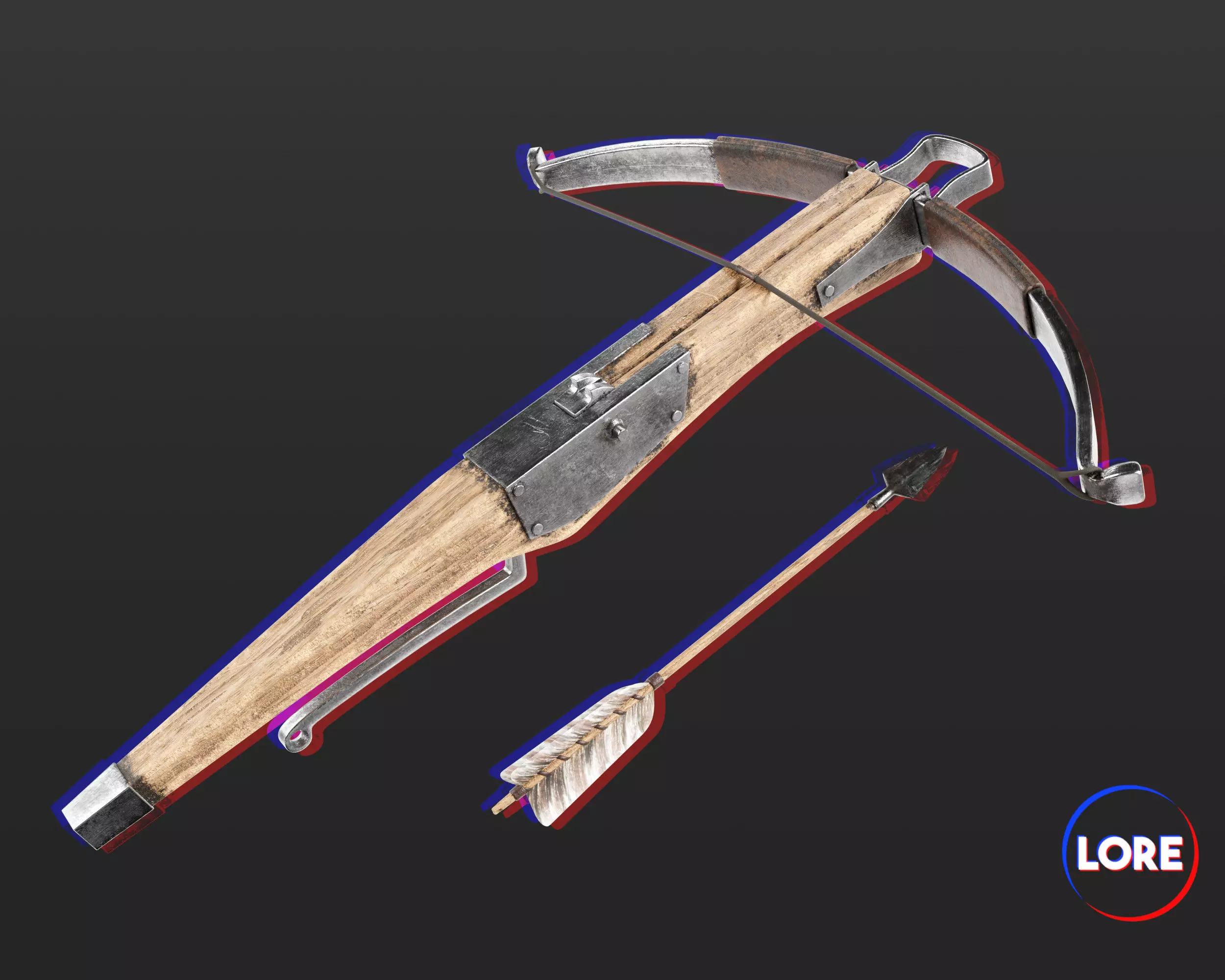 Medieval Knightly Weapon Crossbow Low-poly 3D model_0