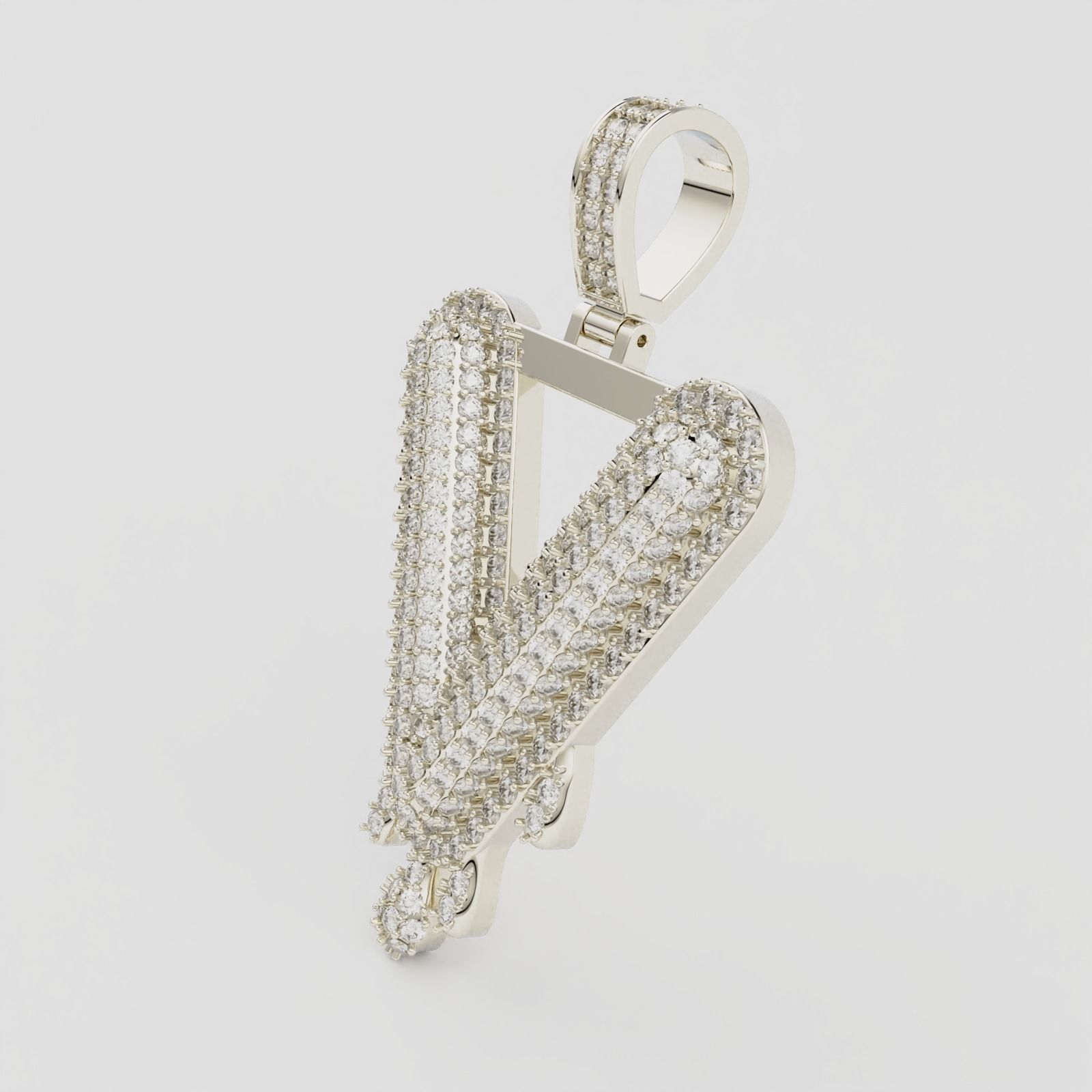 Bubble Letter V with Drip Pendant 3D print model_8