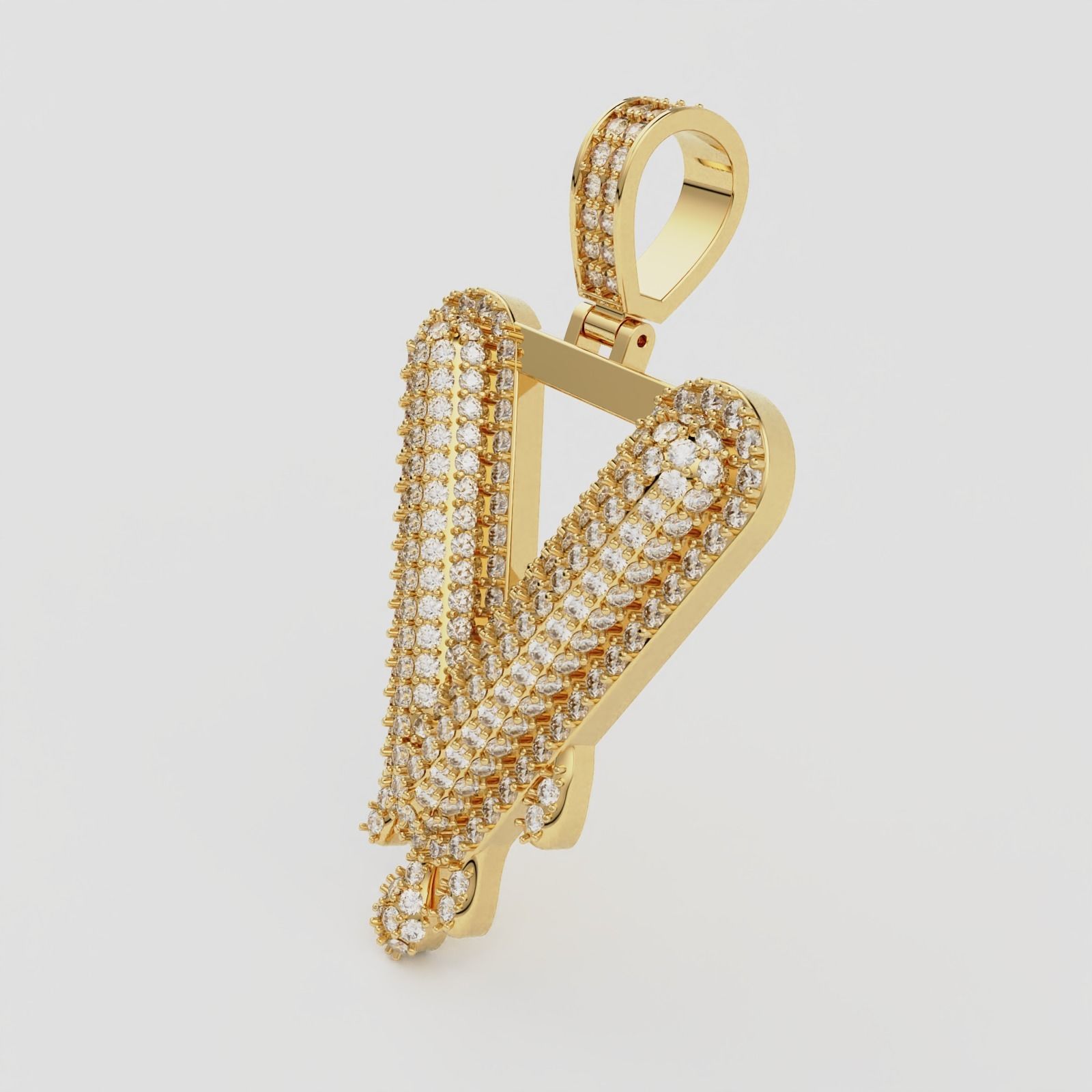 Bubble Letter V with Drip Pendant 3D print model_7