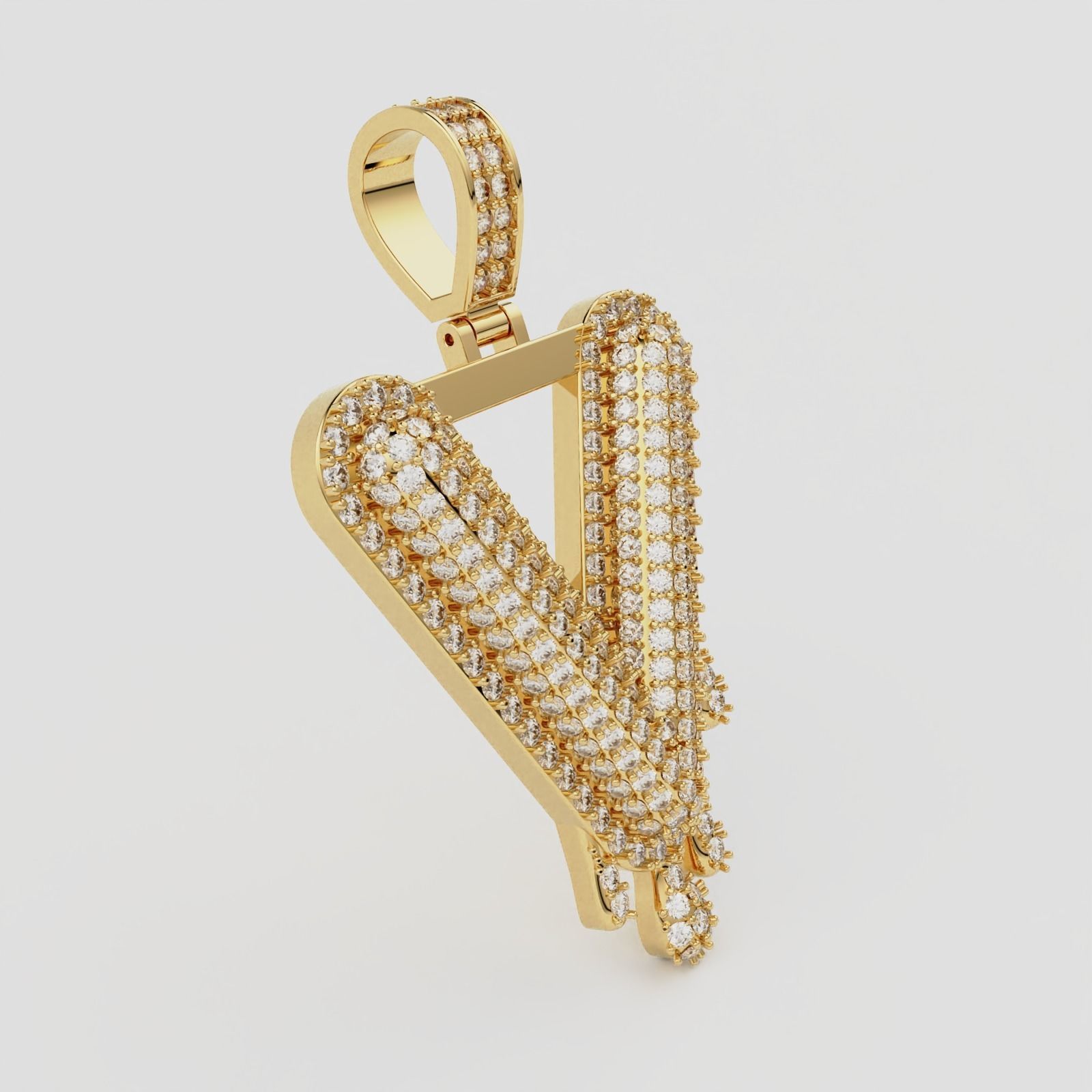 Bubble Letter V with Drip Pendant 3D print model_4