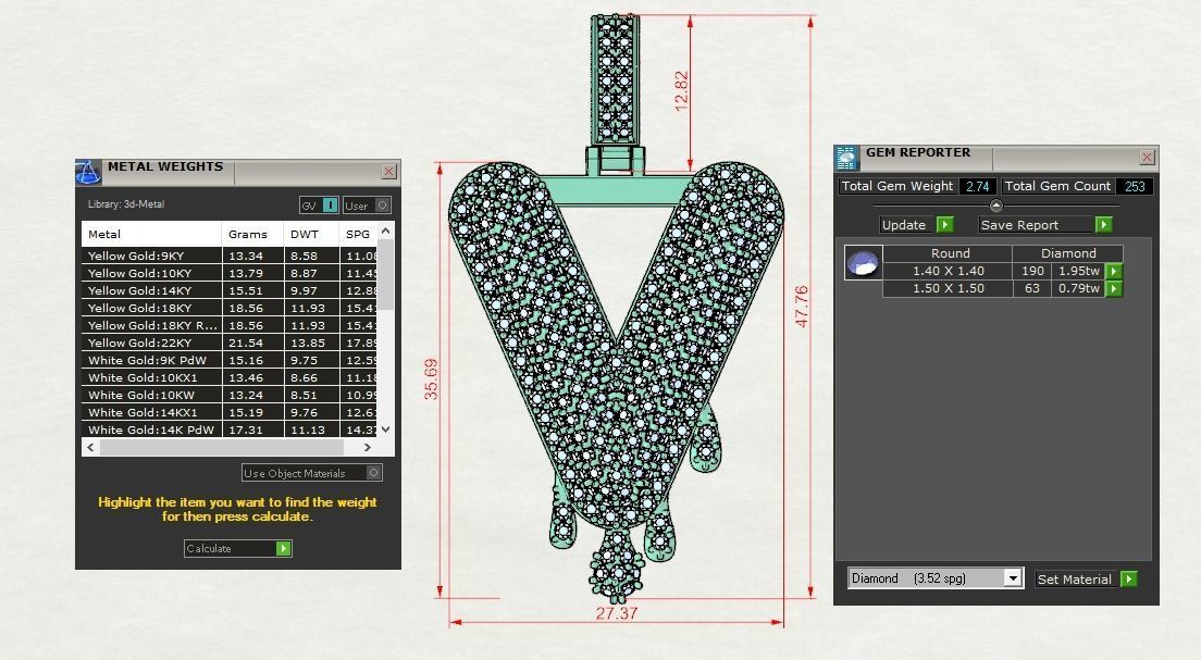 Bubble Letter V with Drip Pendant 3D print model_11