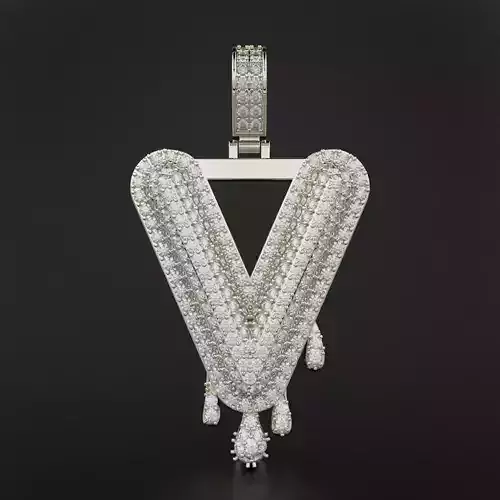Bubble Letter V with Drip Pendant 3D print model