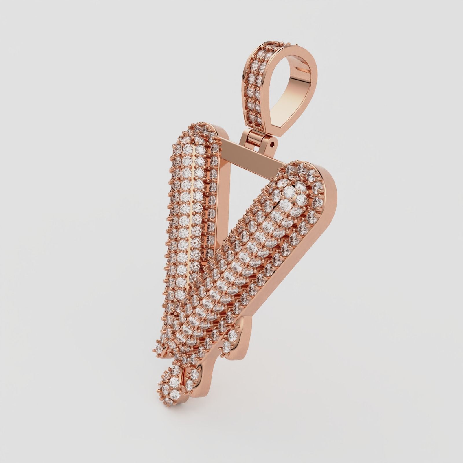 Bubble Letter V with Drip Pendant 3D print model_6