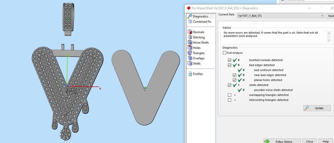 Bubble Letter V with Drip Pendant 3D print model_9