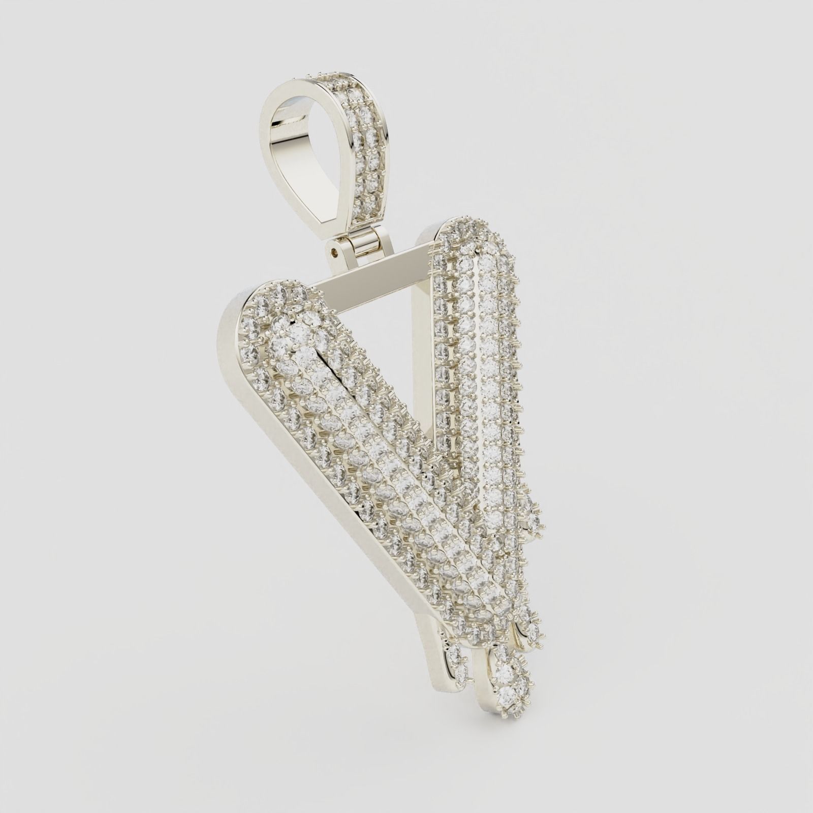 Bubble Letter V with Drip Pendant 3D print model_3