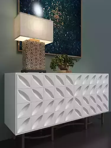 Table sideboard with abstract art