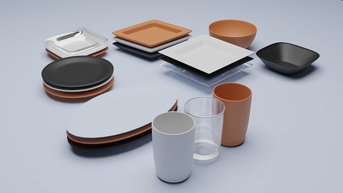 Dishes or plates Free 3D model