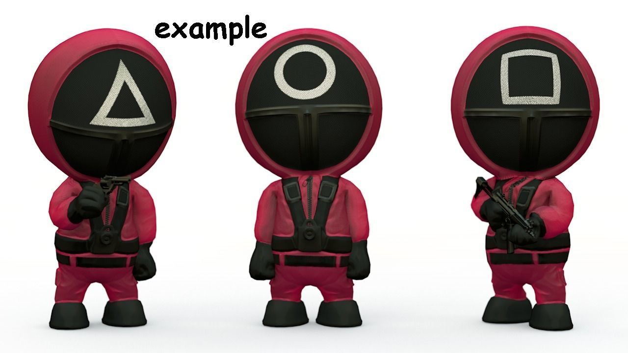 Squid Game soldier Low-poly 3D model_2