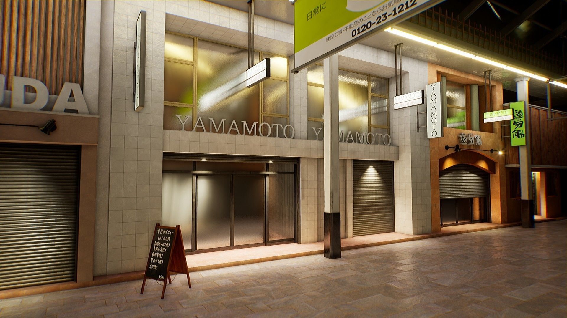 Japanese Shopping Street - Shoutengai Low-poly 3D model_4