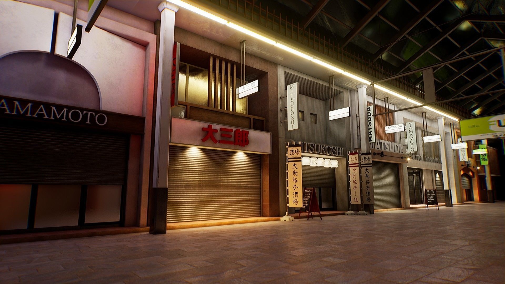 Japanese Shopping Street - Shoutengai Low-poly 3D model_3