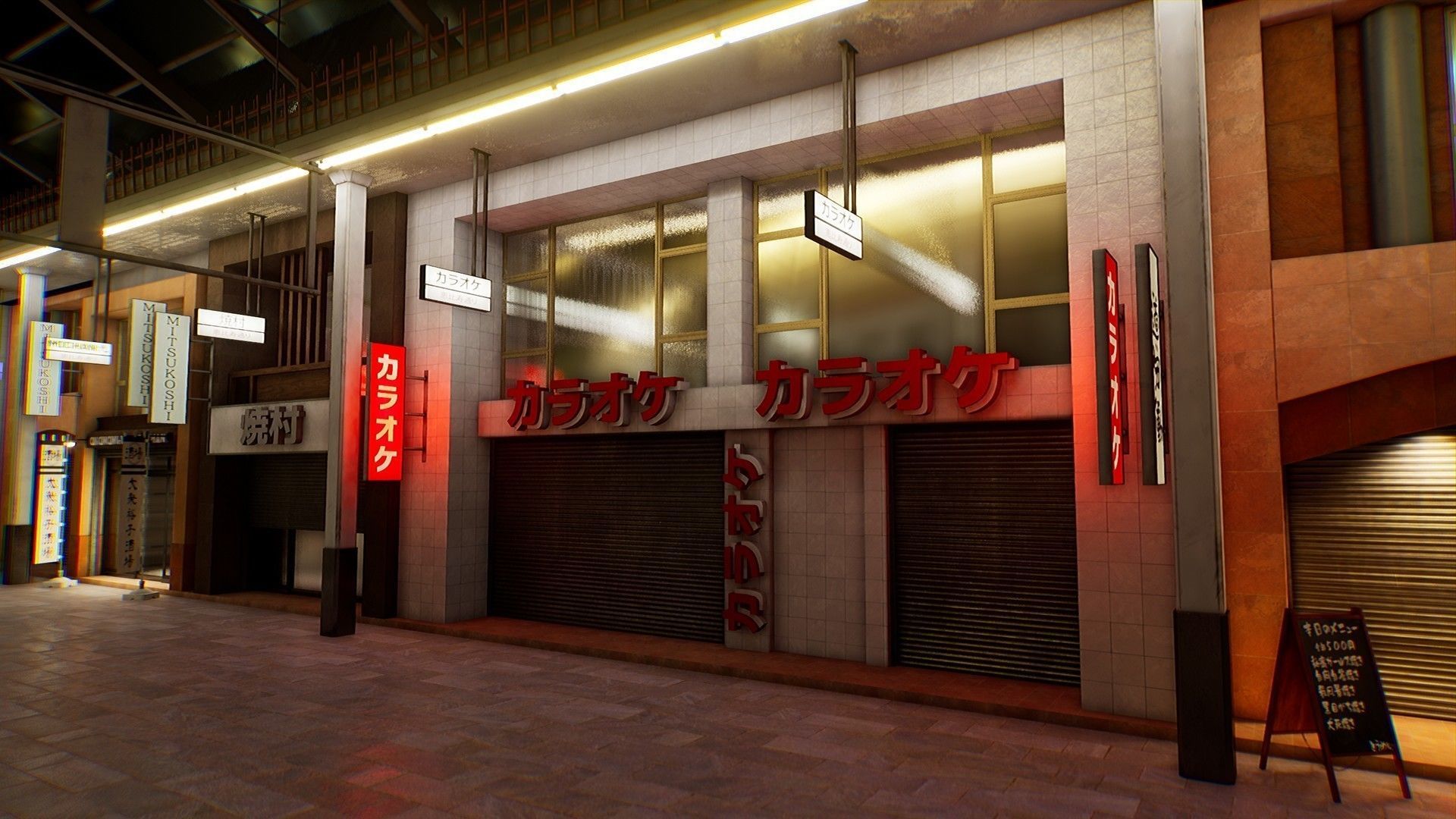 Japanese Shopping Street - Shoutengai Low-poly 3D model_5