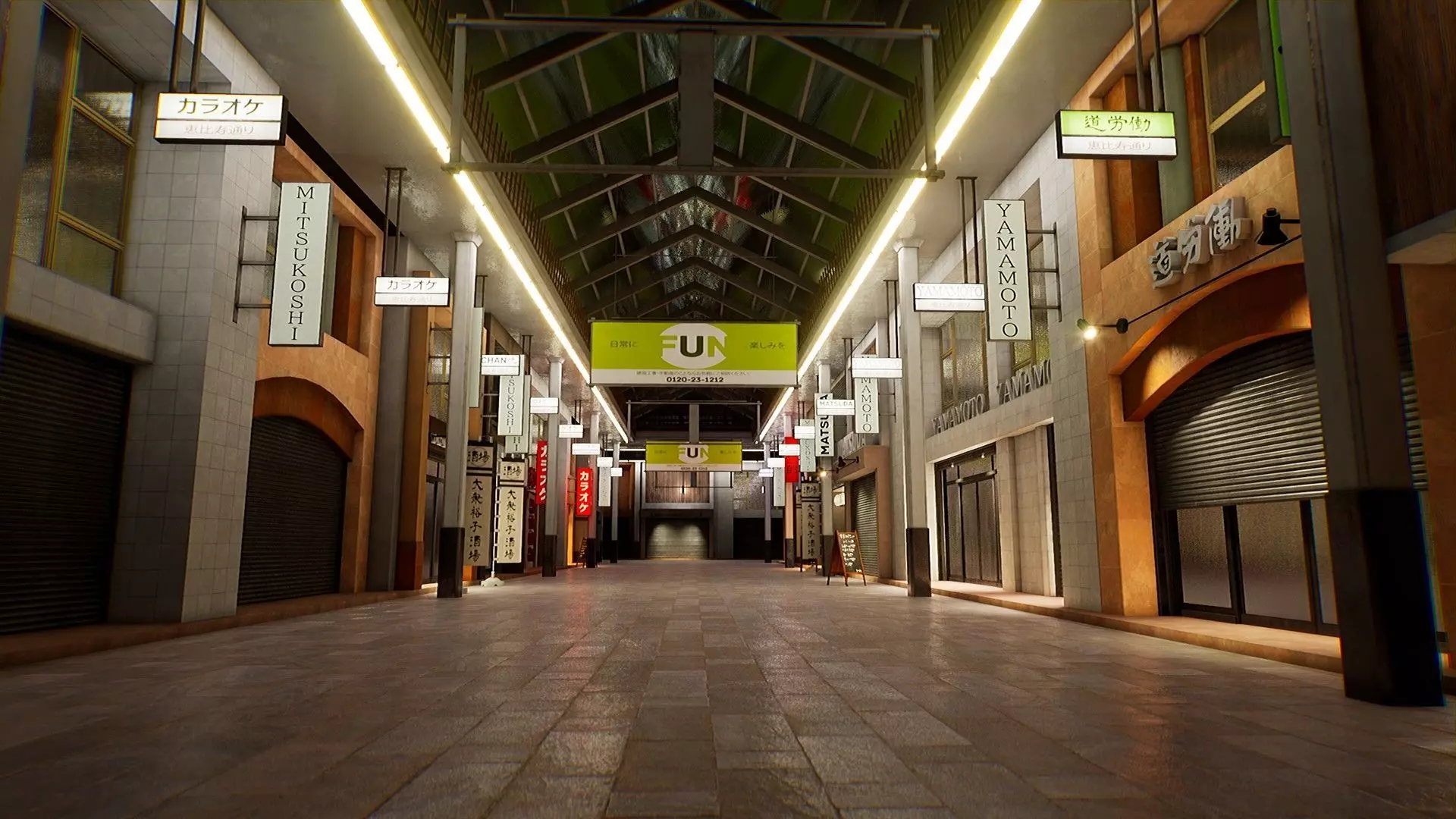 Japanese Shopping Street - Shoutengai Low-poly 3D model_0