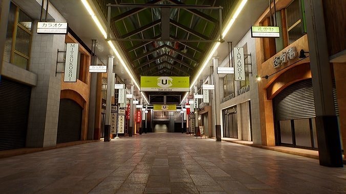 Japanese Shopping Street - Shoutengai Low-poly 3D model
