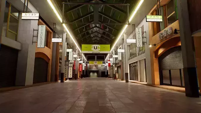 Japanese Shopping Street - Shoutengai Low-poly 3D model