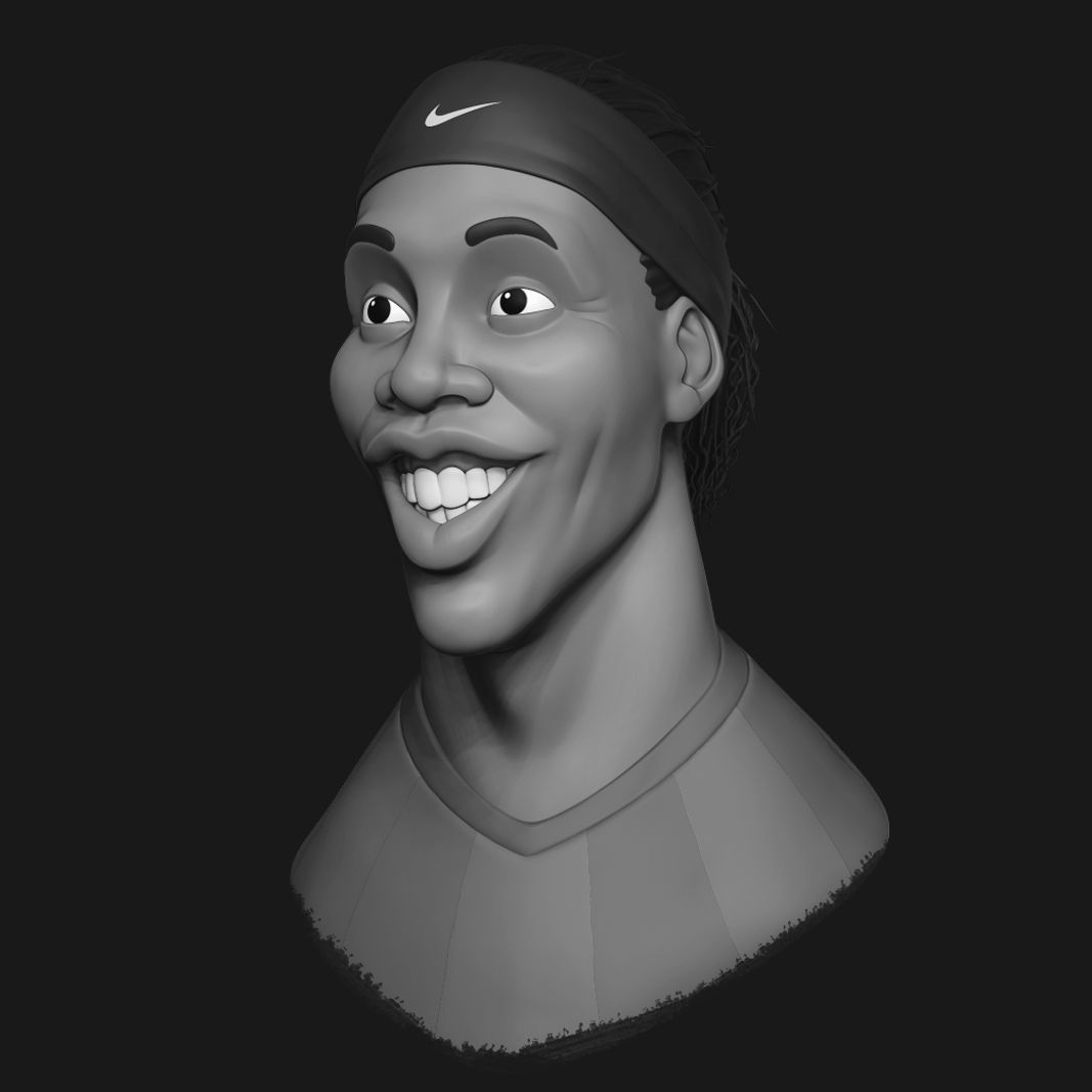 Ronaldinho - Stylized Bust 3D print model 3D print model_7