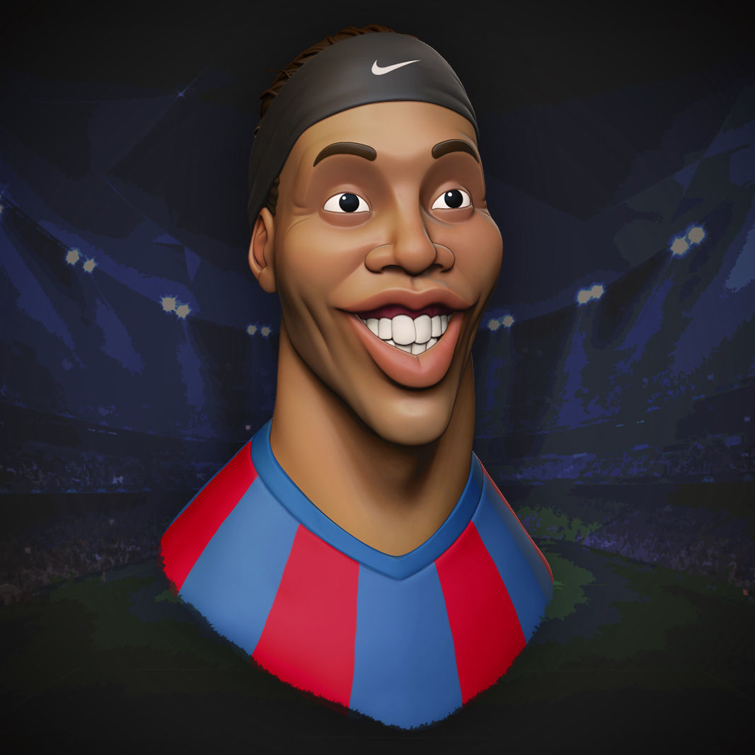 Ronaldinho - Stylized Bust 3D print model 3D print model_4