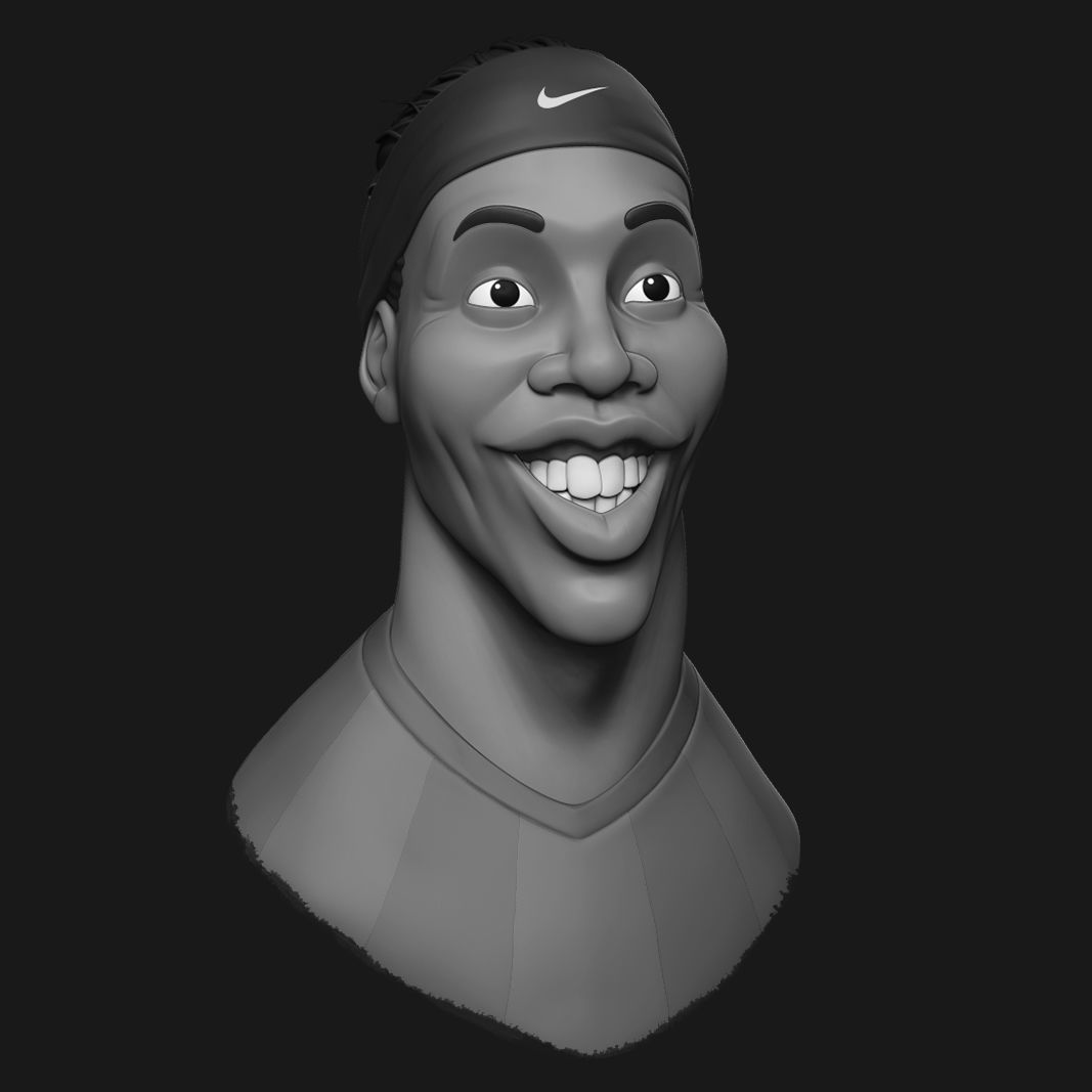 Ronaldinho - Stylized Bust 3D print model 3D print model_8