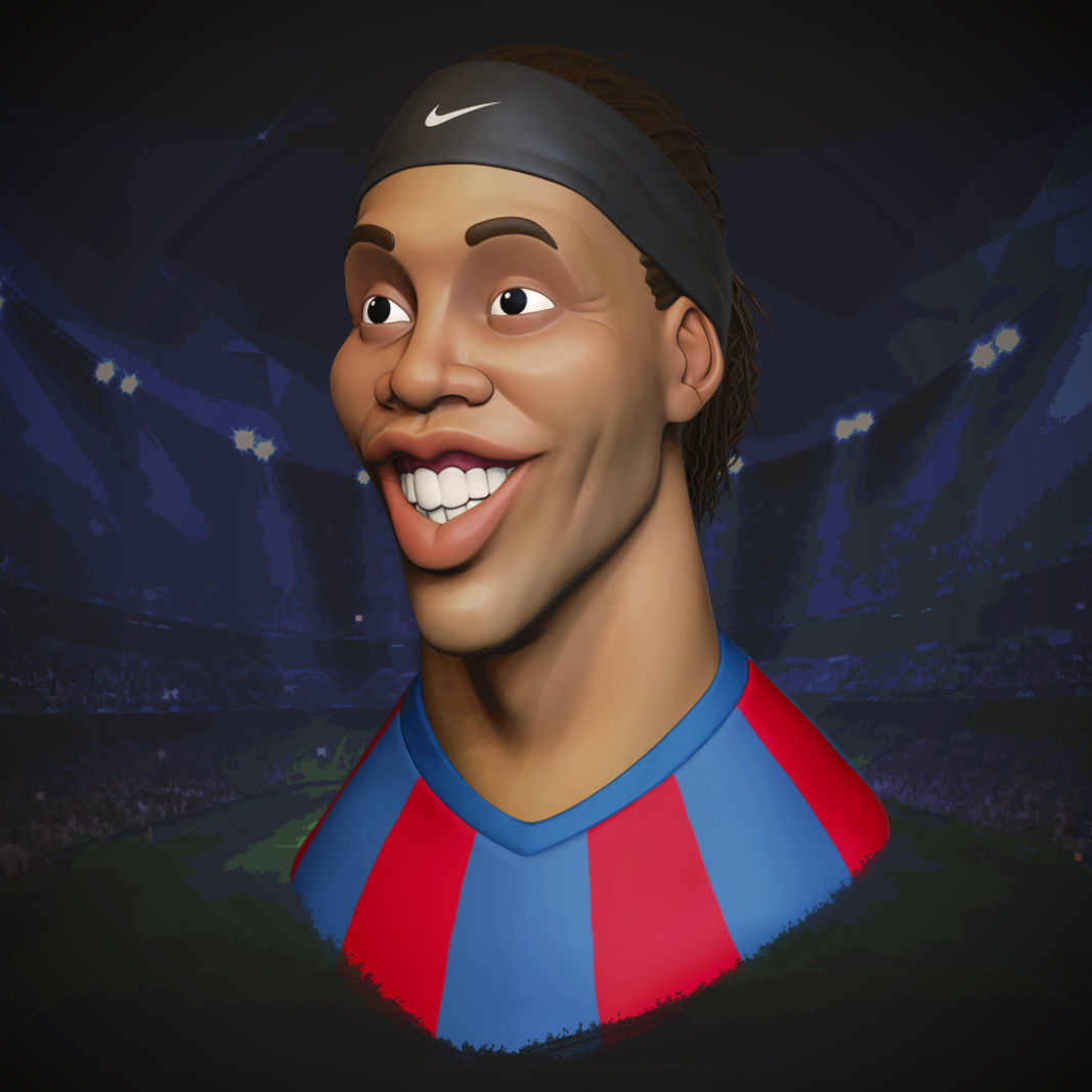 Ronaldinho - Stylized Bust 3D print model 3D print model_3