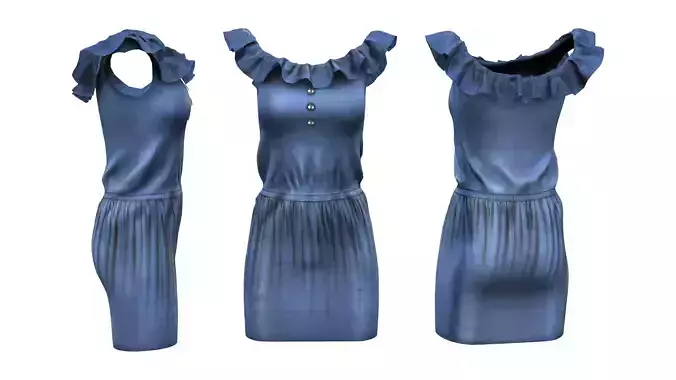 Ruffle Neck Mini Dress