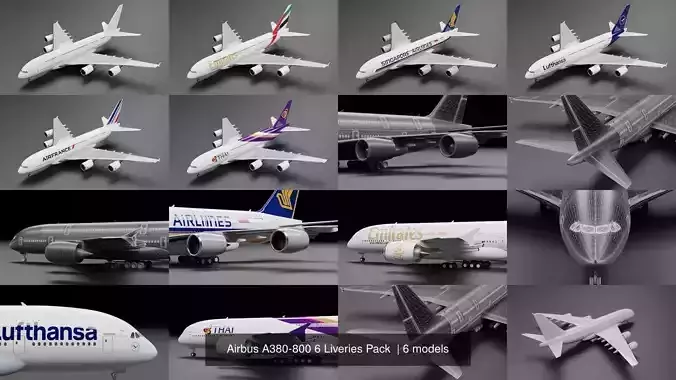 Airbus A380-800 6 Liveries Pack 