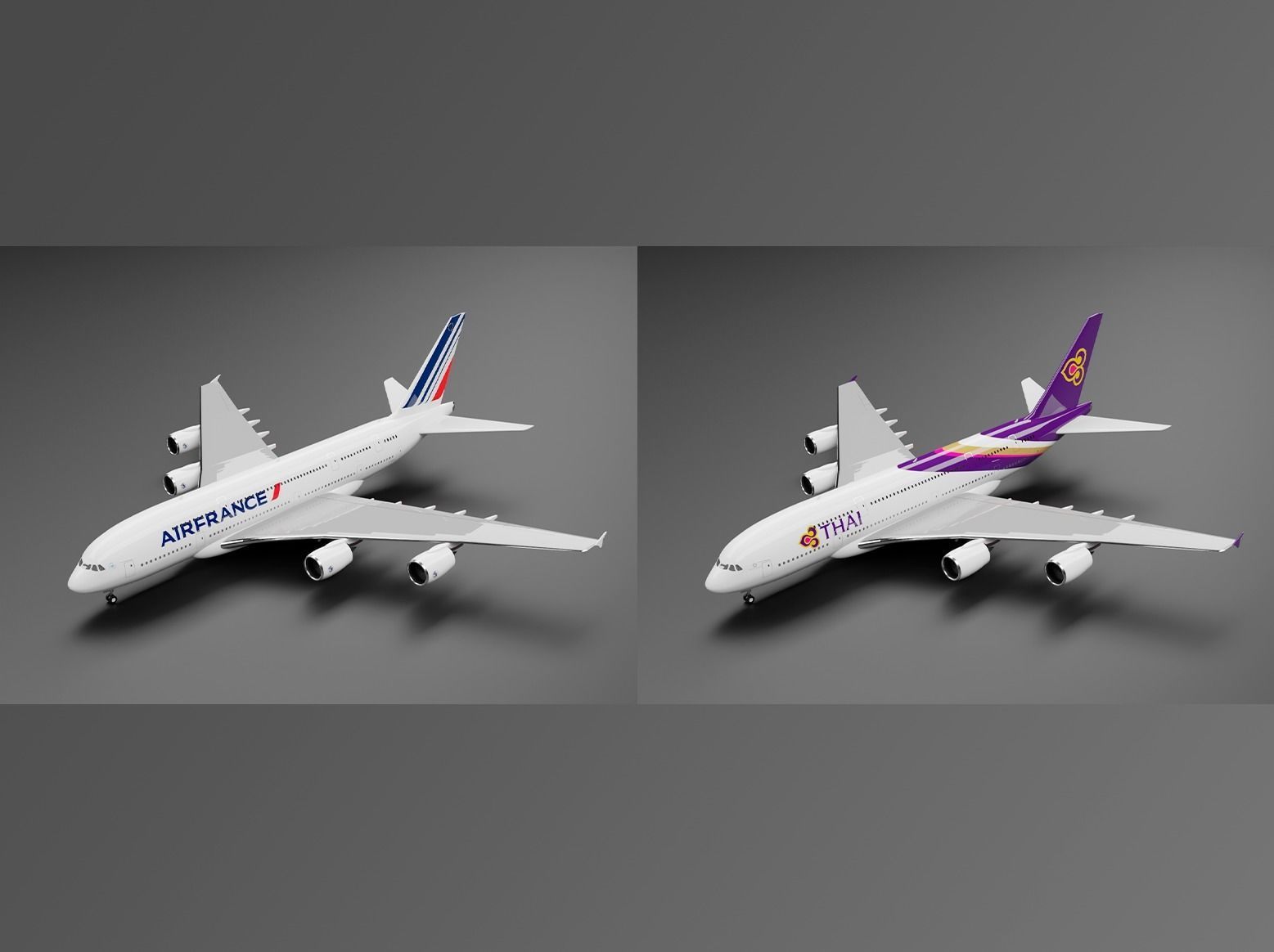 Airbus A380-800 6 Liveries Pack  3D Model Collection_3