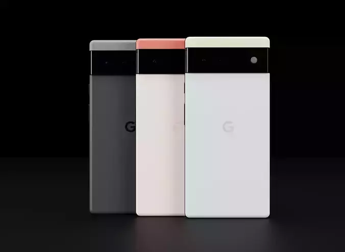 Google Pixel 6 in Official Colors and Design Low-poly 3D model