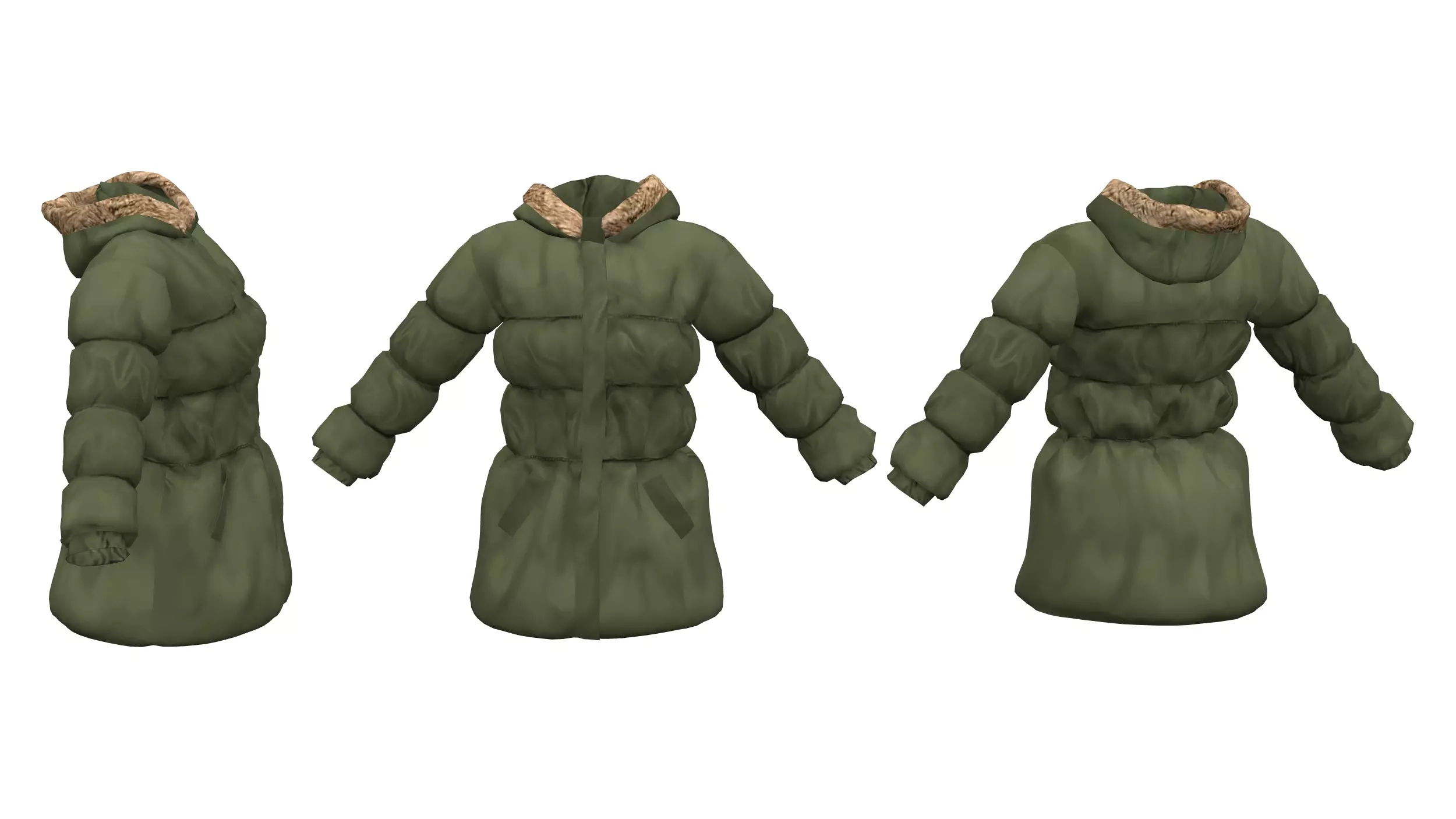 Ladies Padded Coat Low-poly 3D model_0