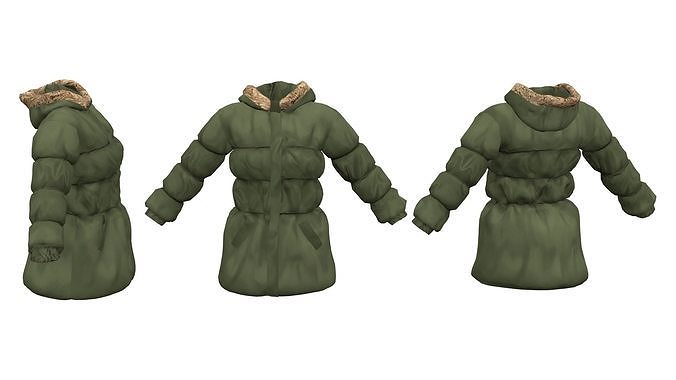 Ladies Padded Coat Low-poly 3D model
