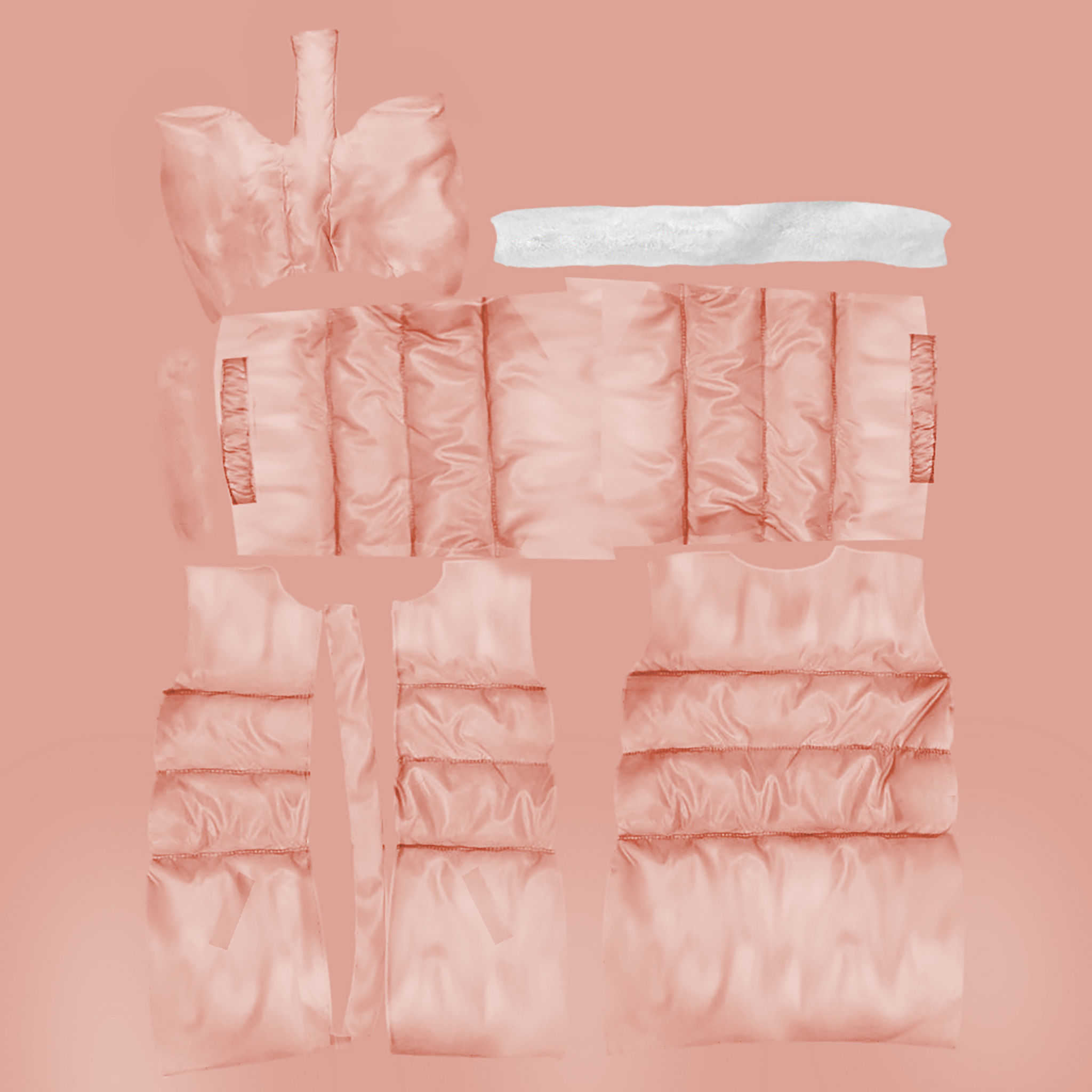 Ladies Padded Coat Low-poly 3D model_10