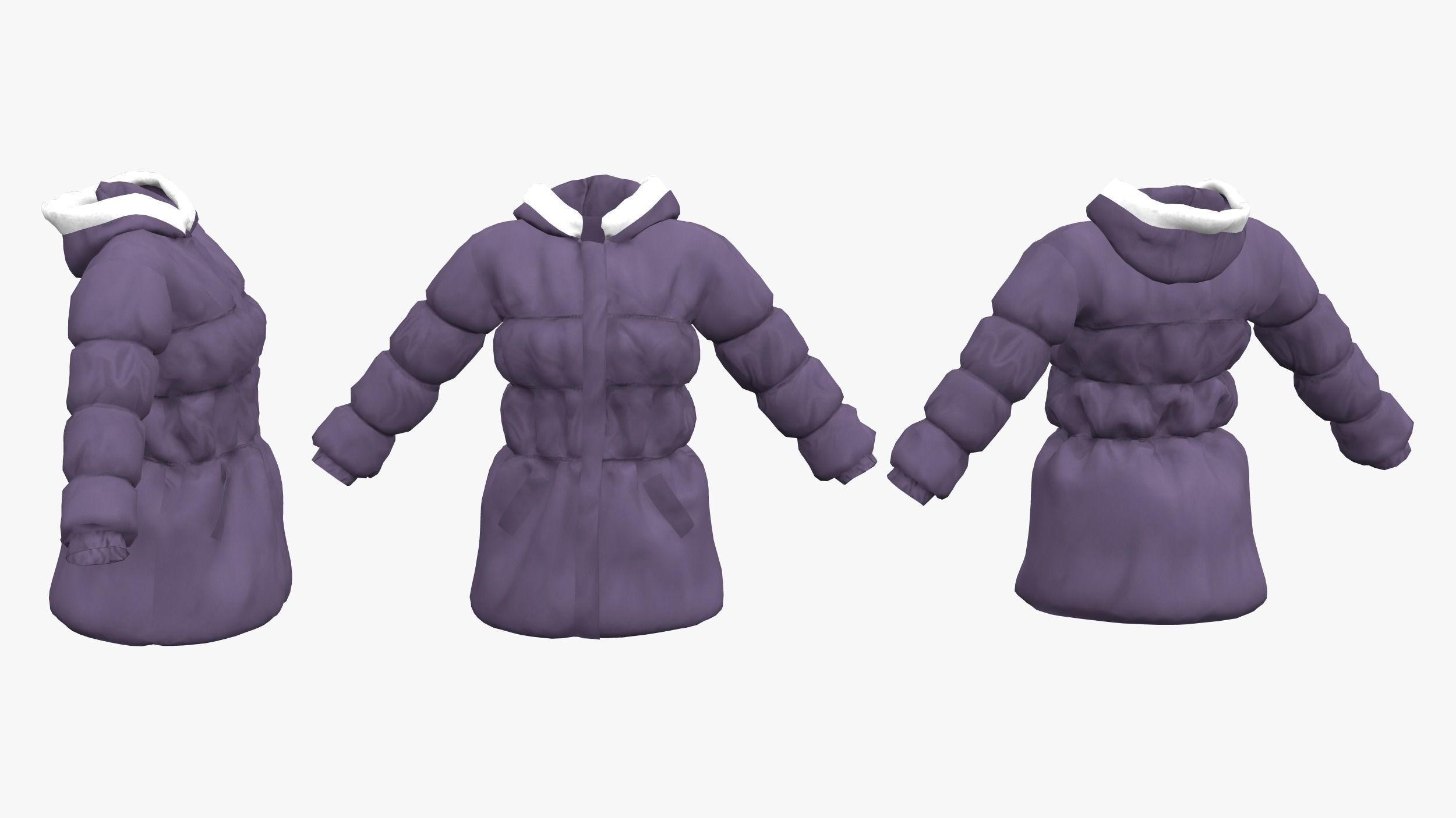 Ladies Padded Coat Low-poly 3D model_5