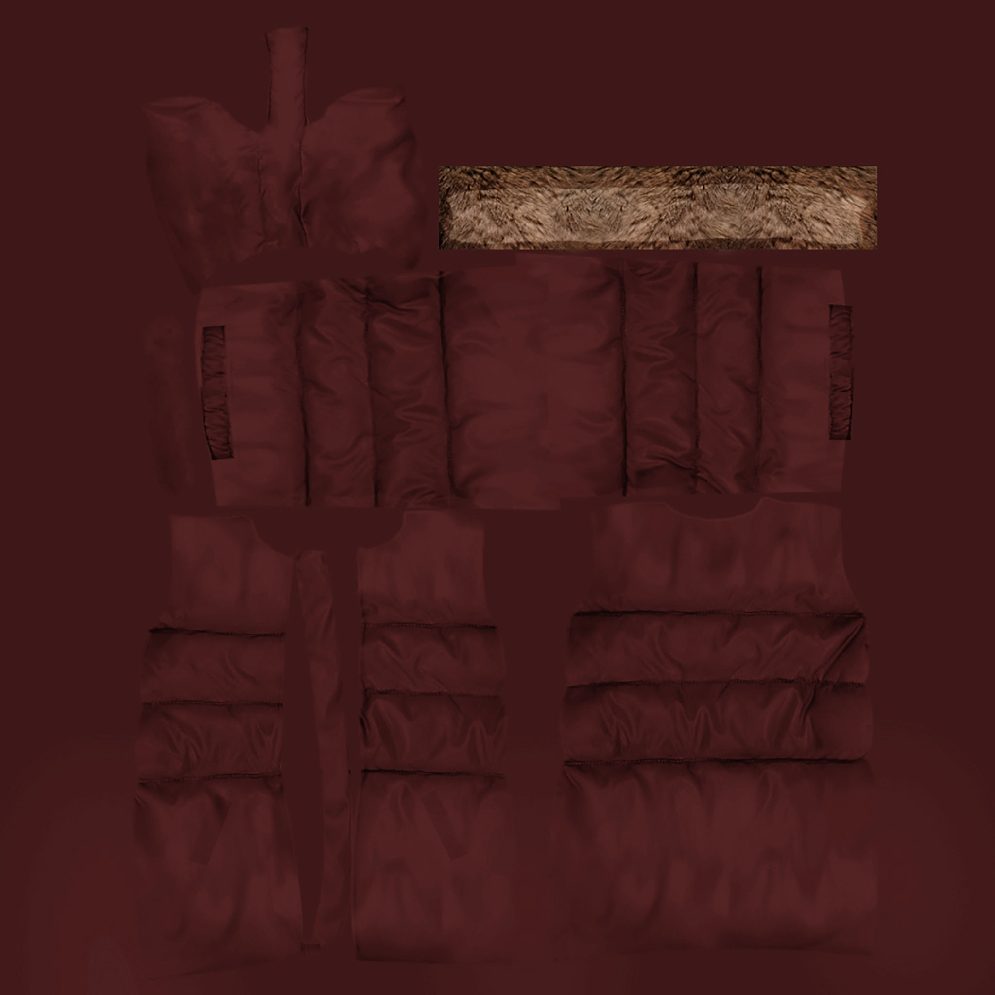 Ladies Padded Coat Low-poly 3D model_11