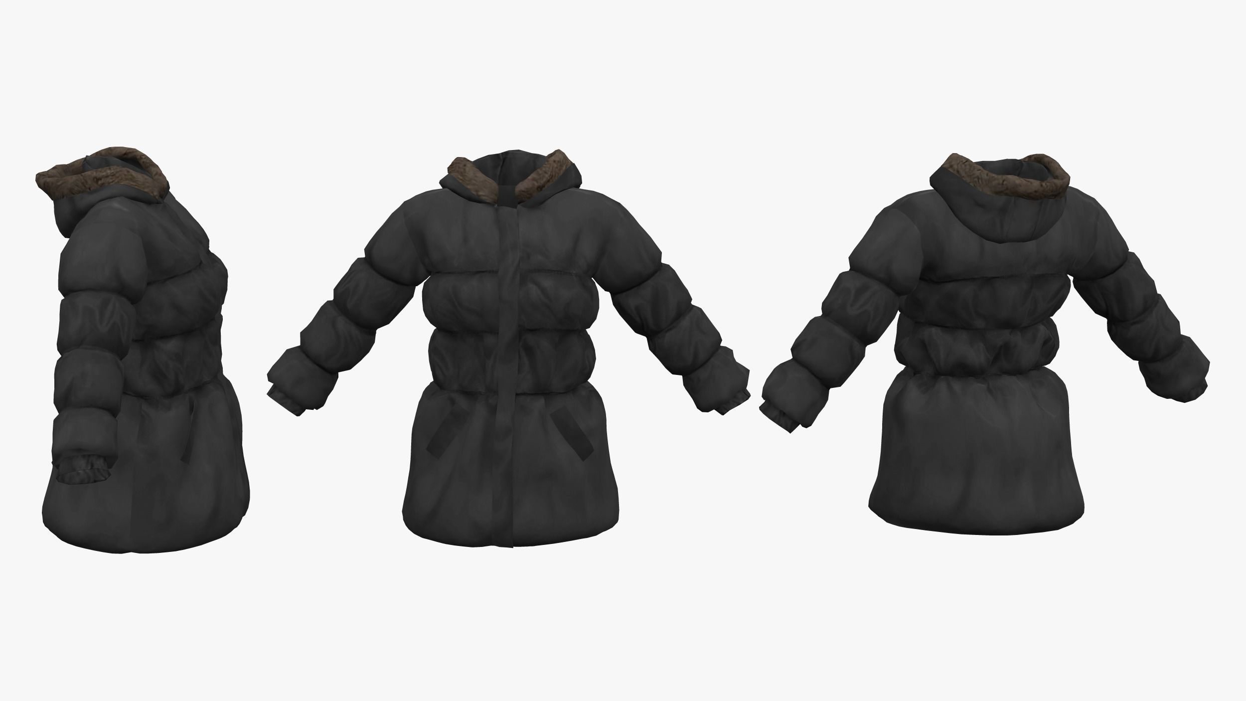 Ladies Padded Coat Low-poly 3D model_6