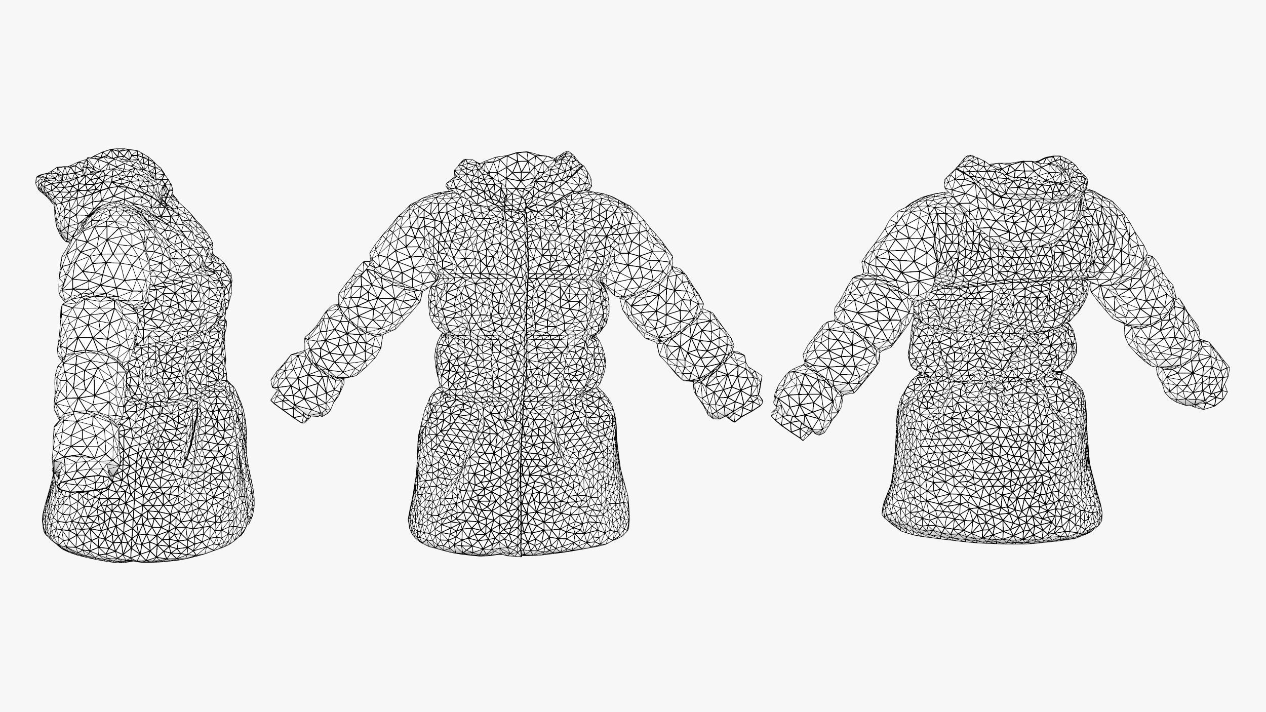 Ladies Padded Coat Low-poly 3D model_7