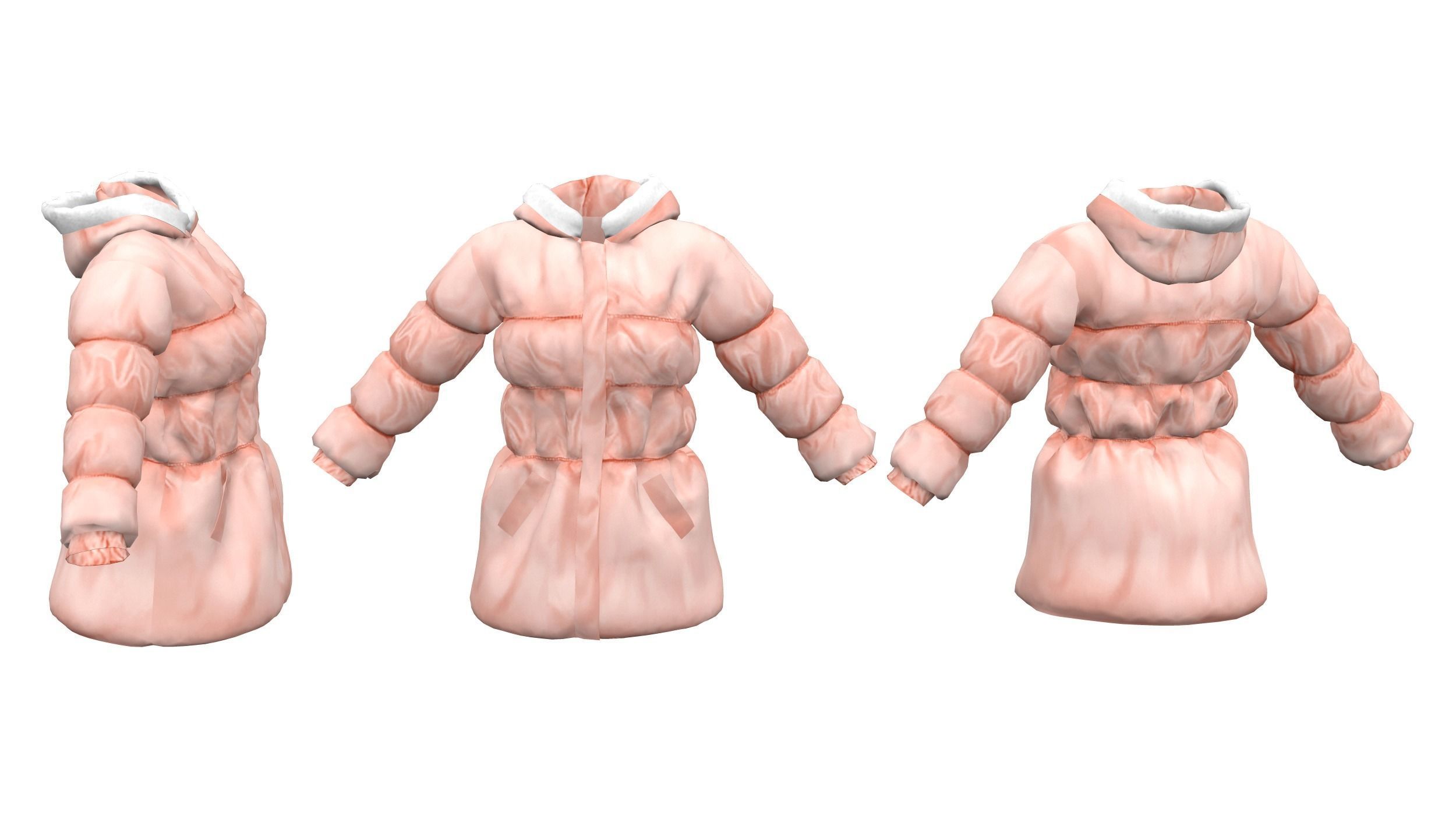 Ladies Padded Coat Low-poly 3D model_2