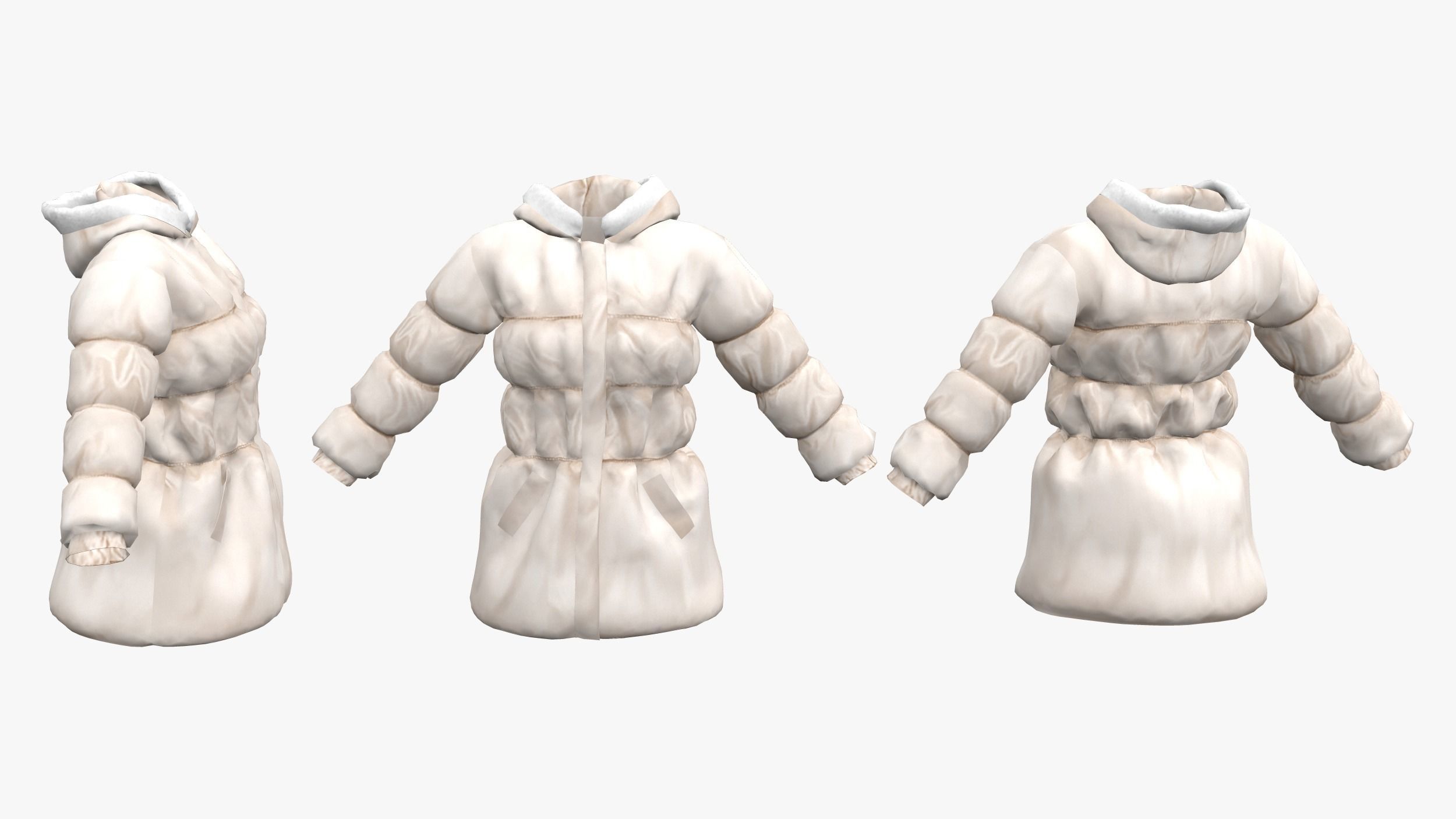 Ladies Padded Coat Low-poly 3D model_3